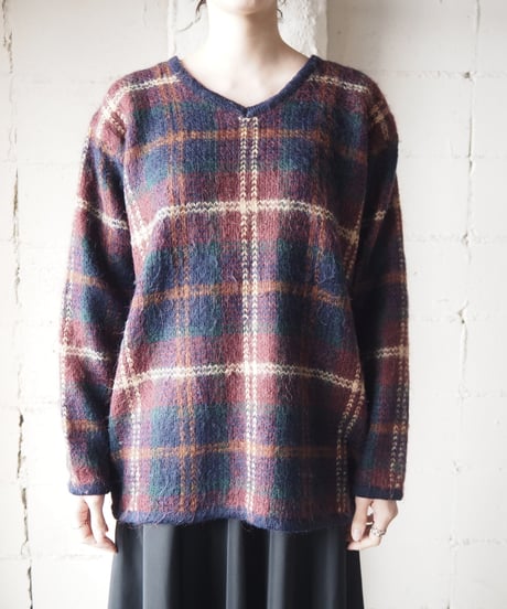 Check Pattern Mohair Knit RENV