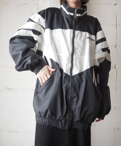 adidas Line Design Zip Up Jacket BK WH