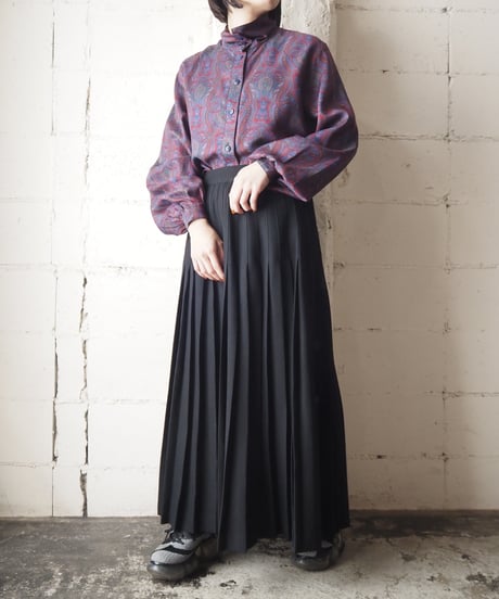 Paisley Pattern Stand Collar Blouse BUR
