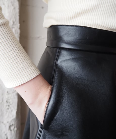 MSGM Leather Flared Skirt BK