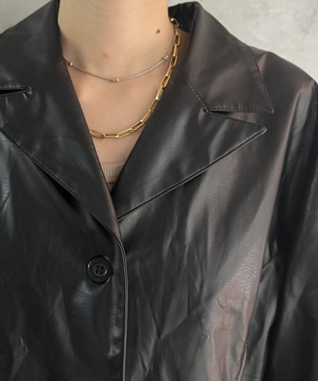 Fake Leather Tailored Jacket BK