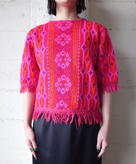 1970's Fringe Hem Pattern Knit PI