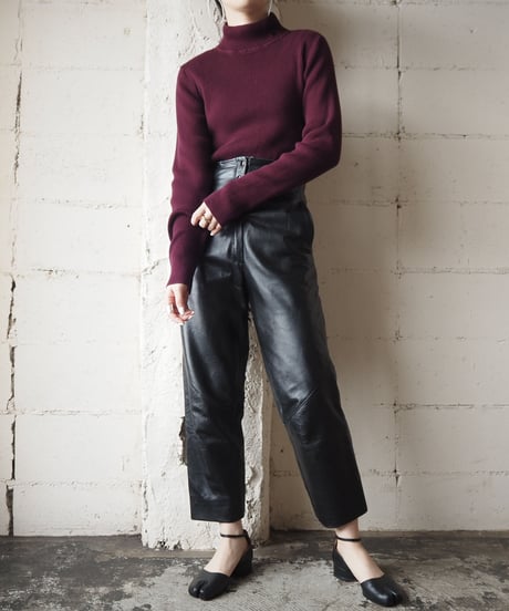 LAUREN Mock Neck Rib knit BUR