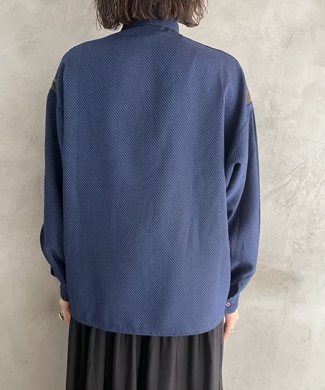 Stand Color Stripe Shirt NV