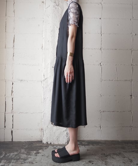 Double Button N/S rayon dress BK