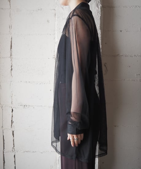 Wrinkle Processing Sheer Shirt BK