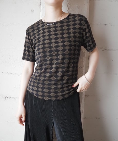 Argyle Pattern Short Sleeve Cutsewn BKBR