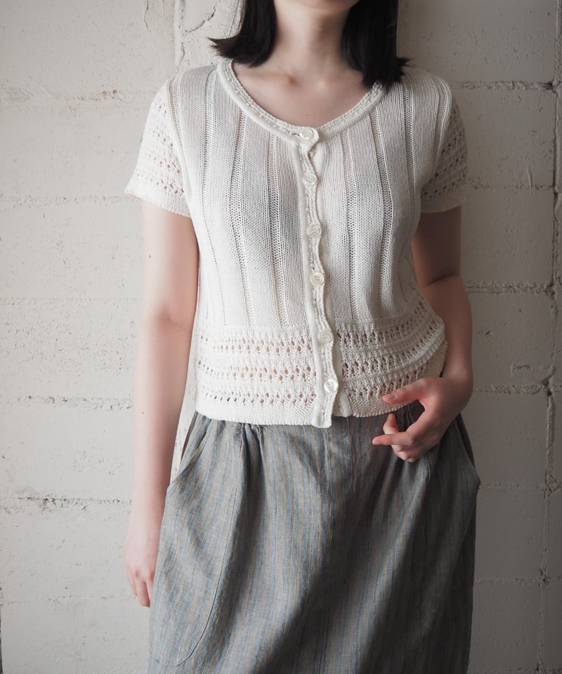 1970-80's Crochet Knit Cardigan WH | Orfeo