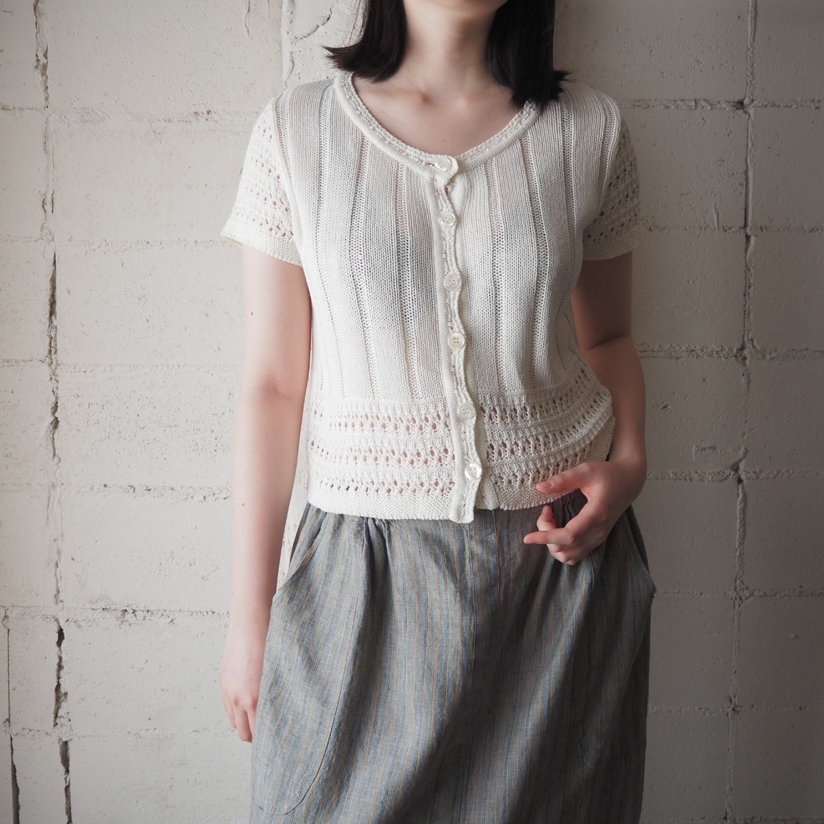 1970-80's Crochet Knit Cardigan WH | Orfeo