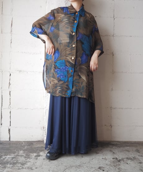Leaf Pattern Sheer Shirt KABL
