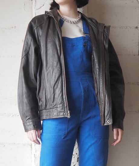 Stand Collar Fly Front Leather Jacket DBR