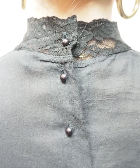 1960~70's Lace Bosom Blouse BK