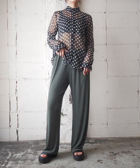 Sheer Dot Long Sleeve Shirt BKWH