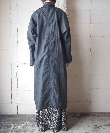 Raglan Sleeve Nylon Long Coat BK