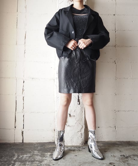 REMAKE Open Collar Short Jacket BK