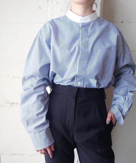 sacai Band Collar Stripe Shirt WHBL