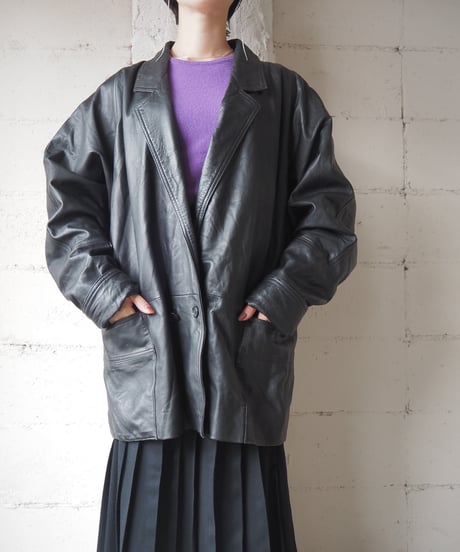 Double Breasted Leather Jacket BK