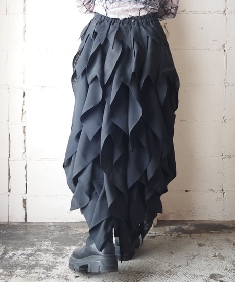 Zigzag Ruffled Tiered Skirt BK