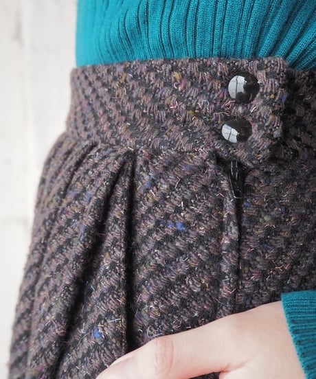 Tweed Tuck Flare Skirt BR