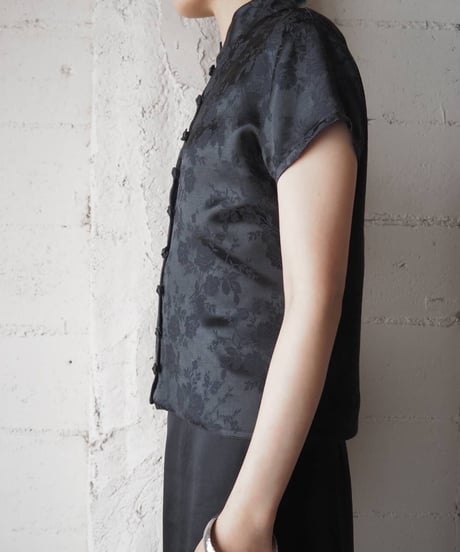 Shadow Flower Pattern China Shirt BK