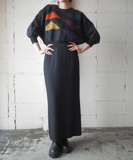 Triangle Pattern Dolman Sleeve Sweater BK