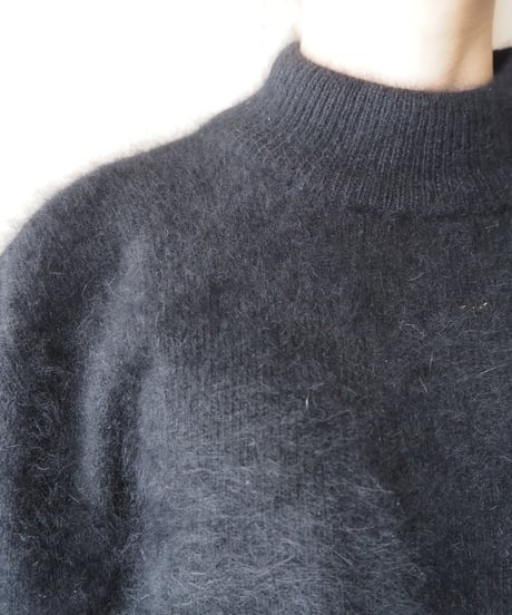 Mock Neck Angora Mix Knit BK