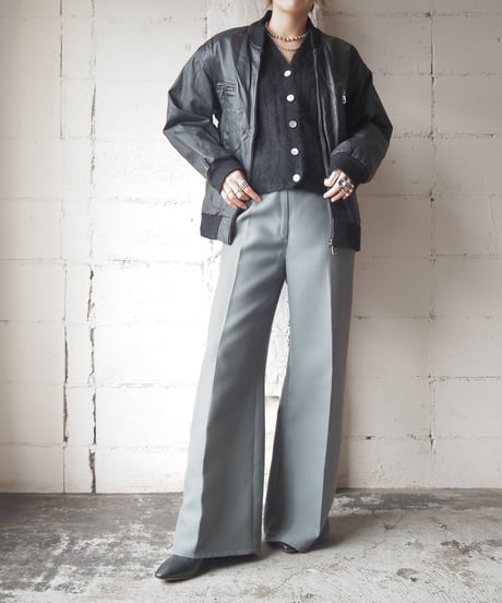 Rib Collar Leather Blouson BK
