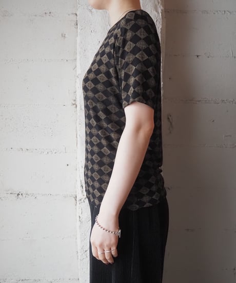 Argyle Pattern Short Sleeve Cutsewn BKBR