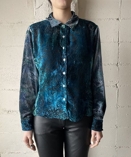 Velours × See-through Switching Pattern BKBL