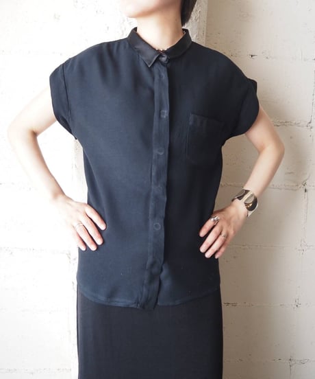 Satin Collar S/S Shirt BK