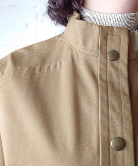 Stand Collar Snap Button Long Coat BE