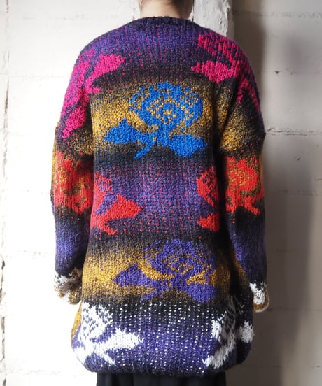 Flower Pattern Gradation Knit BK