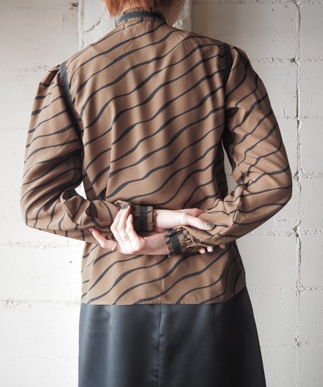 Stand Collar Pattern Blouse BRBK