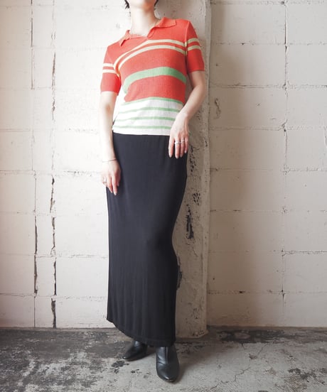 BENETTON Open Collar Stripe Knit ORYEGN