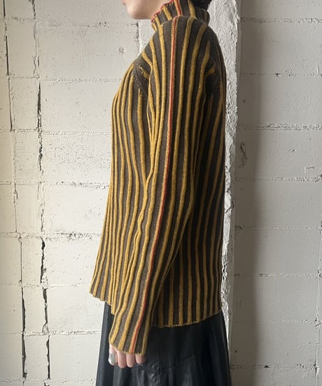 Tricolor Bottleneck Rib Knit BRYERE