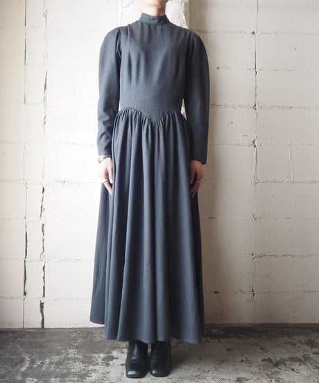 Stand Collar V Waist Dress GR