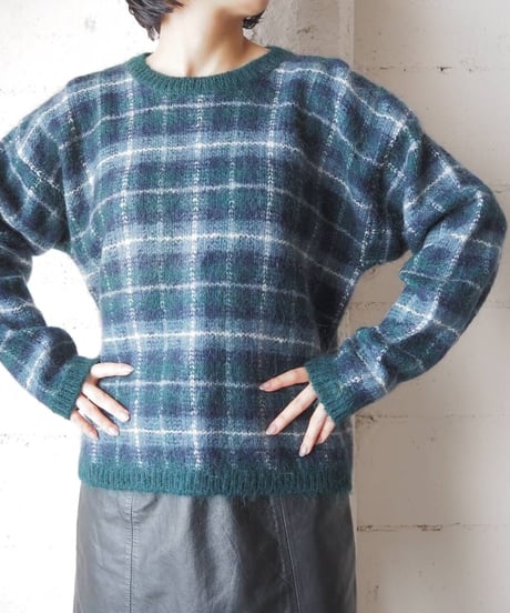 Check Mohair Crew Neck Sweater GNNV