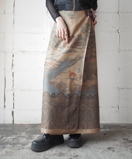 LAUREN Dog Pattern Wrap Skirt BEGN