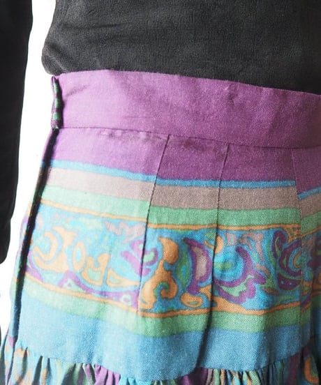 Stripe × Paisley Long Skirt BLPUR