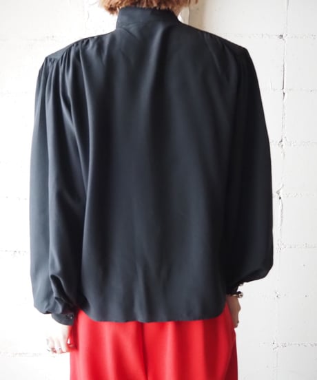 Stand Collar Shoulder Design Blouse BK