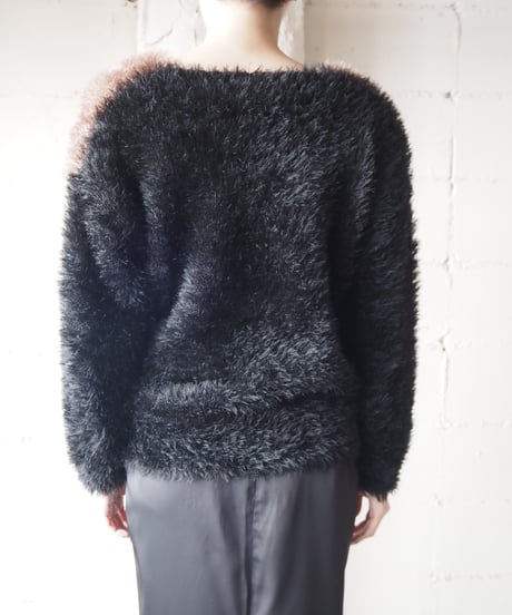 Switching Shaggy Design Knit BKBE