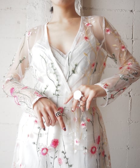 Flower Embroidery Tulle Dress WH
