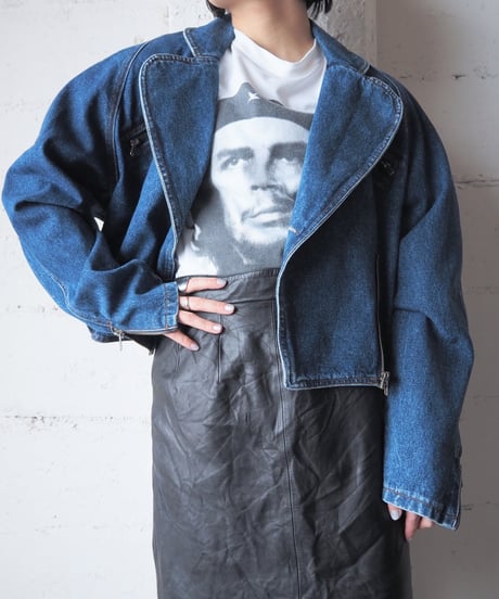 Round Collar Denim Riders Jacket NV