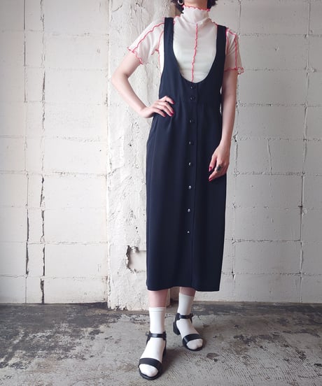 Front Button Sleeveless Dress BK