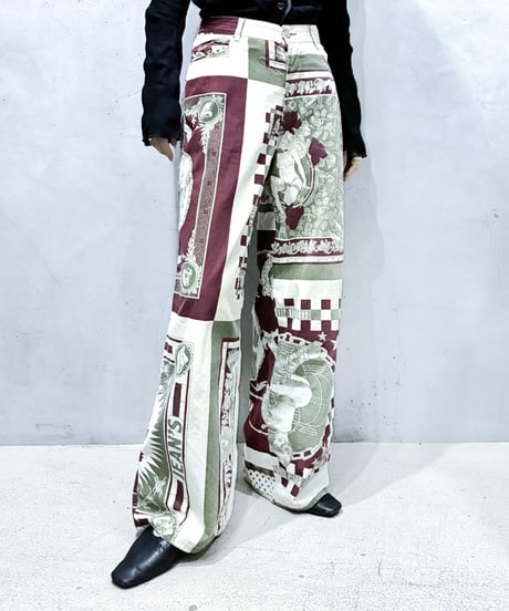 JEAN PAUL GAULTIER JEAN'S Scarf Print Pants IVBUR