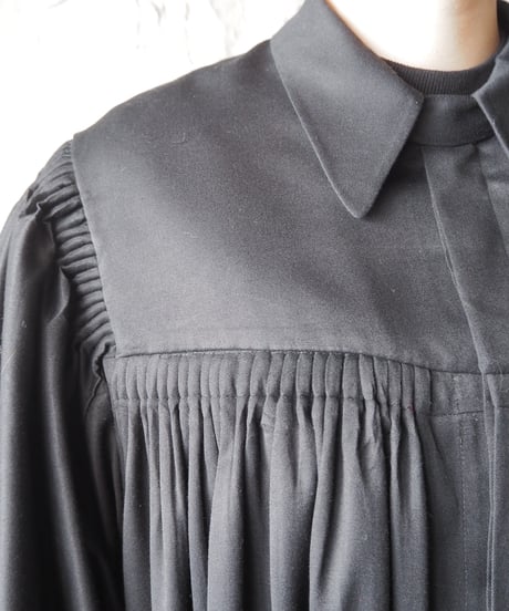 Remake Long Rib Gather Coat BK