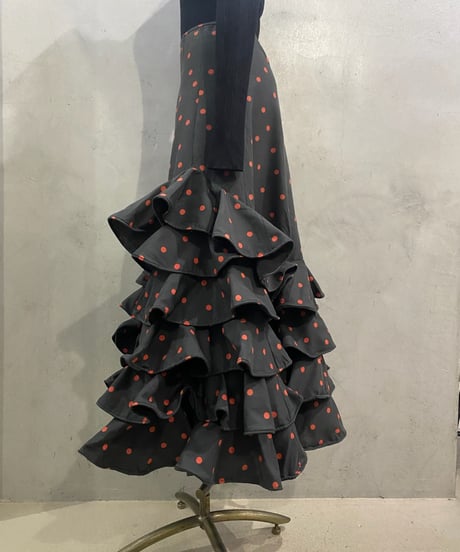 Dot Pattern Frill Hem Skirt BKRE