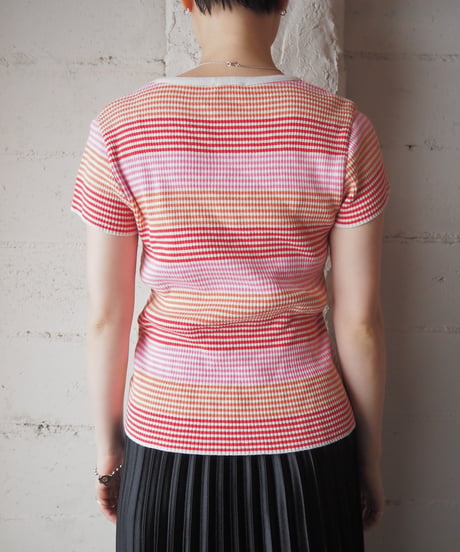 Colorful Border Knit T-Shirt REPIOR