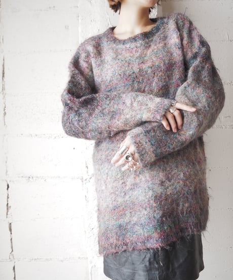 Mix Yarn Side Slit Mohair Knit GRPI