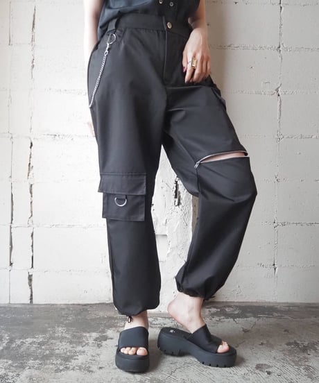 Zip Design Cargo Pants BK